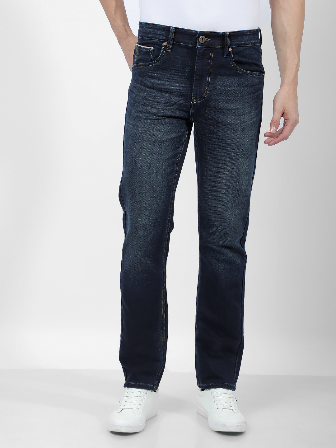 Numero Uno Men Faded Dark Blue Jeans